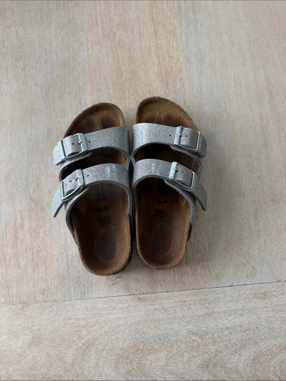 Birkenstock Kids Arizona Sandal in Silver Glitter Sparkle